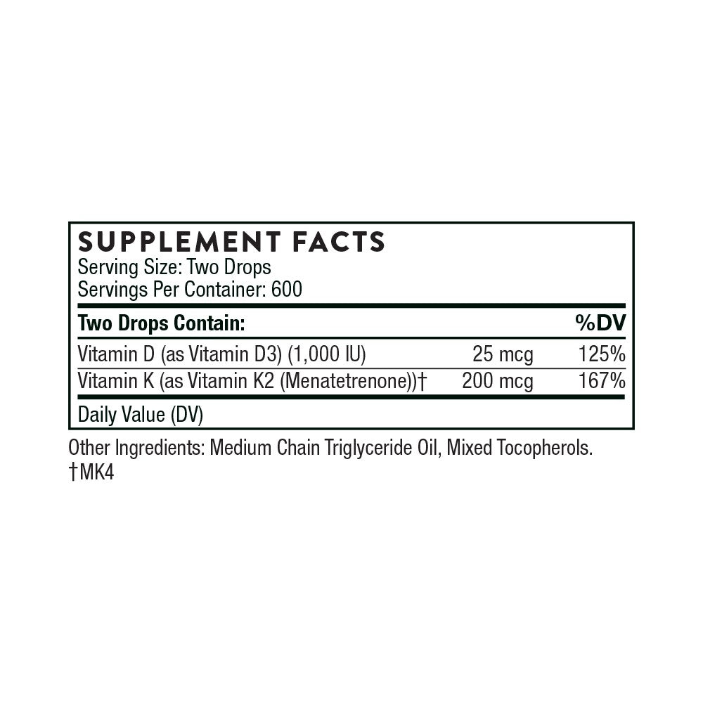 Thorne Vitamin D + K2 Liquid